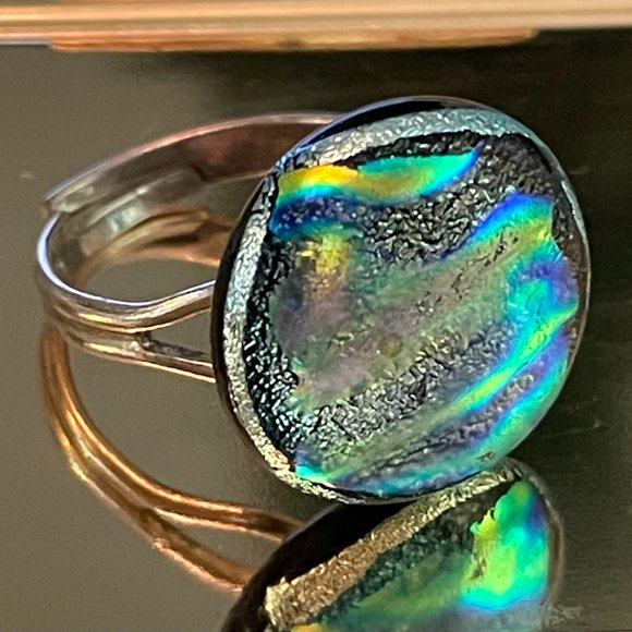 RENAISSANCE FAIR Gorgeous Glass Art Ring Size 7 (but adjustable) - Picture 2 of 12